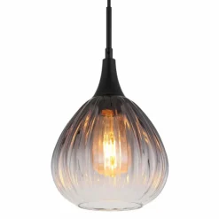 Suspension Verre Fumé-Luminaires Globo Lighting Olsen Suspension Noir, 1 lumière
