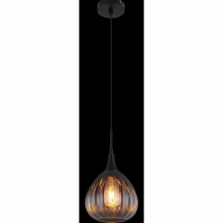 Suspension Verre Fumé-Luminaires Globo Lighting Olsen Suspension Noir, 1 lumière