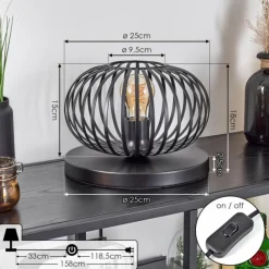 hofstein Oravi Lampe à poser Noir, 1 lumière