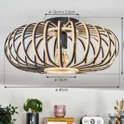 Luminaires Scandinaves-hofstein Oravi Plafonnier Noir, 1 lumière