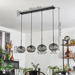 hofstein Oravi Suspension Noir, 4 lumières
