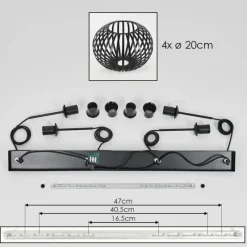 hofstein Oravi Suspension Noir, 4 lumières
