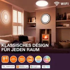 Lampes En Bois-Luminaires Ledvance Orbis Plafonnier Couleur bois, 2 lumières