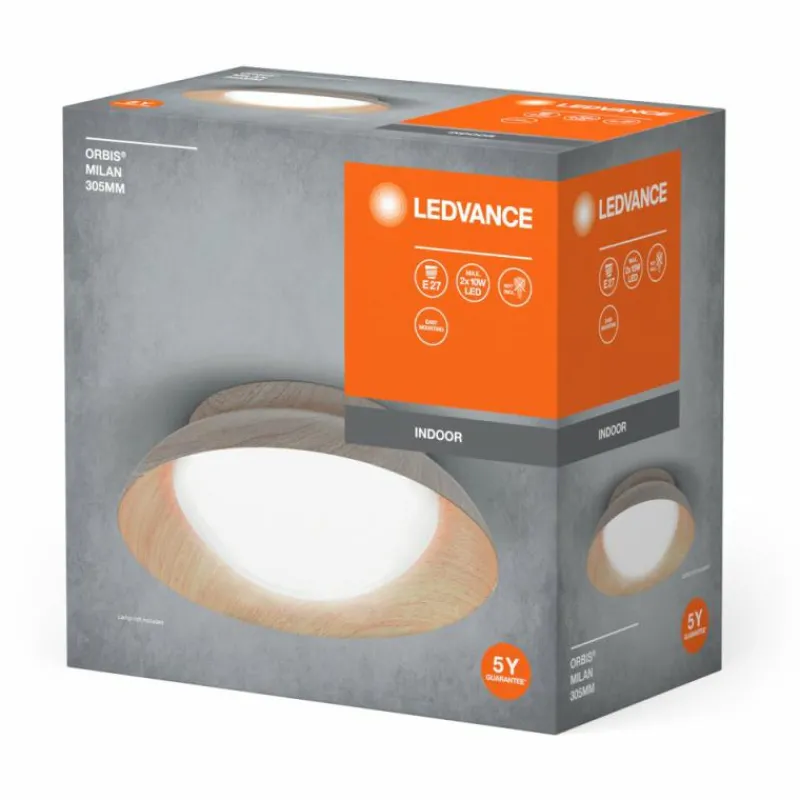 Lampes En Bois-Luminaires Ledvance Orbis Plafonnier Couleur bois, 2 lumières