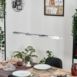 hofstein Ordal Suspension, Suspension LED Argenté, 4 lumières* Suspensions