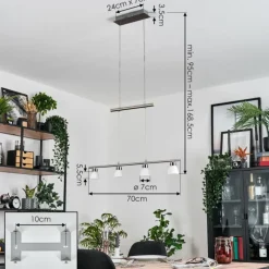 hofstein Ordan Suspension, Suspension LED Nickel mat, 4 lumières