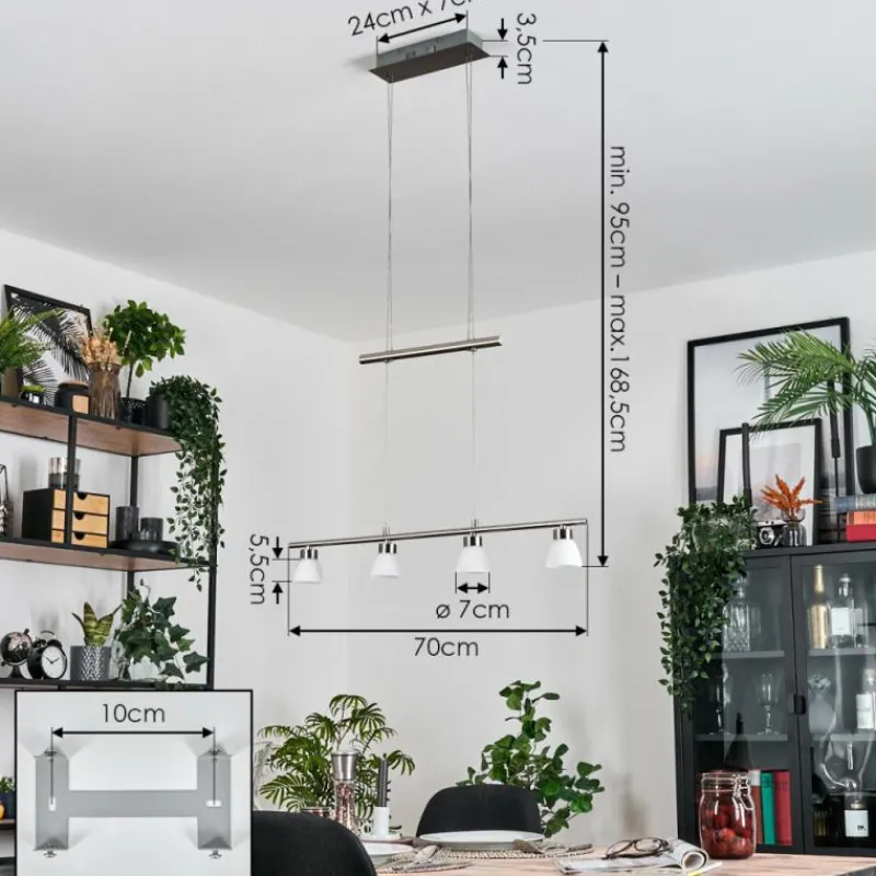 hofstein Ordan Suspension, Suspension LED Nickel mat, 4 lumières