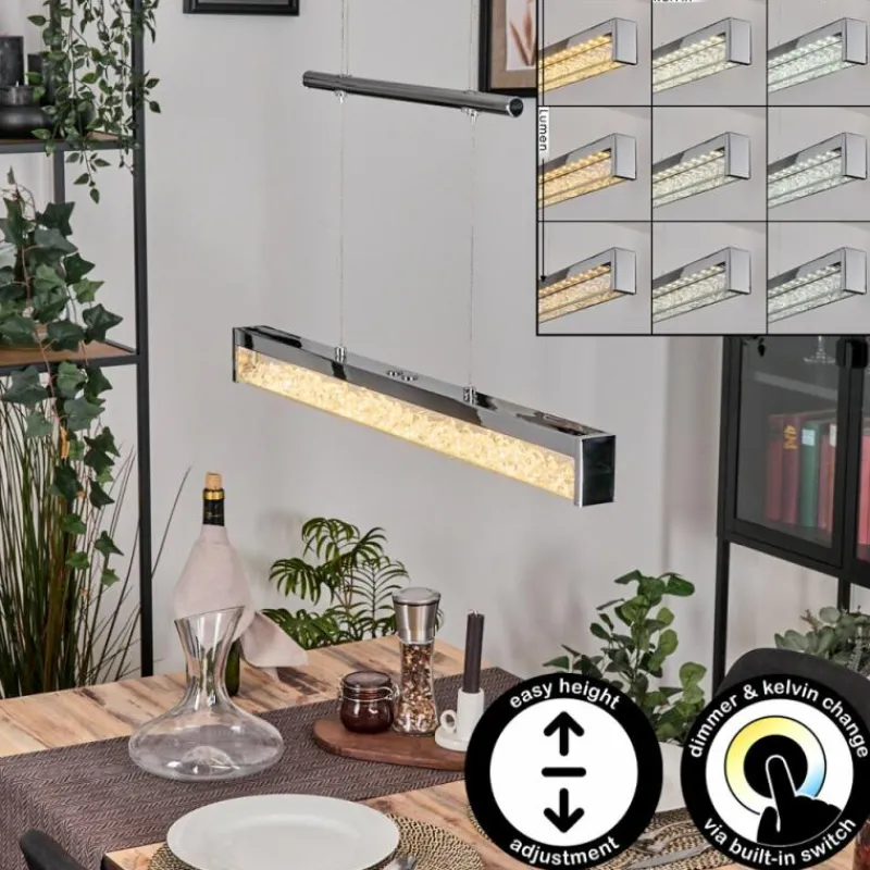 hofstein Ortan Suspension, Suspension LED Argenté, 4 lumières