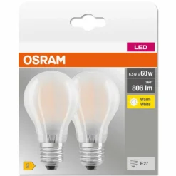 Luminaires Osram OSRAM CLASSIC A Lot de 2 LED E27 6,5 Watt 2700 Kelvin 806 Lumen