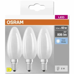 Luminaires Osram OSRAM CLASSIC B Lot de 3 LED E14 5,5 watt 4000 Kelvin 806 lumen