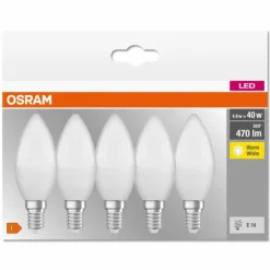 Luminaires Osram OSRAM CLASSIC B Lot de 5 LED E14 4,9 watt 2700 kelvin 470 lumen