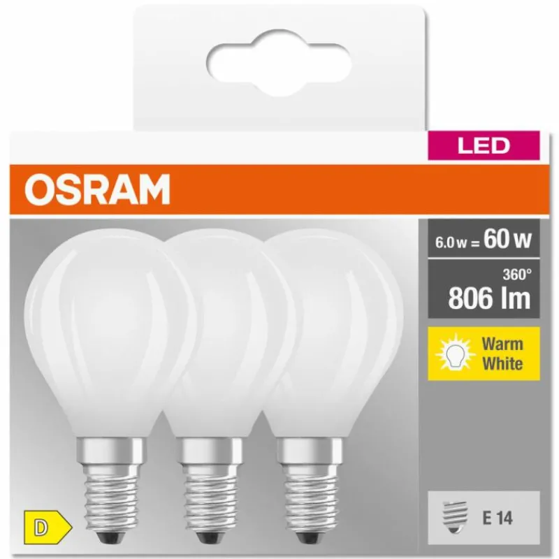 Luminaires Osram OSRAM CLASSIC P Lot de 3 LED E14 5,5 watt 2700 kelvin 806 lumen