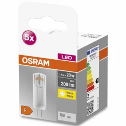 Luminaires Osram OSRAM LED BASE PIN Lot de 5 LED G4 1,8 watt 2700 kelvin 200 lumen
