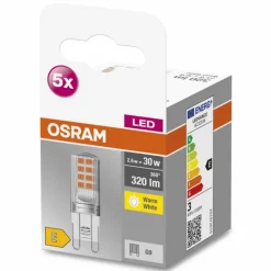Luminaires Osram OSRAM LED BASE PIN Lot de 5 LED G9 2,6 watt 2700 kelvin 320 lumen
