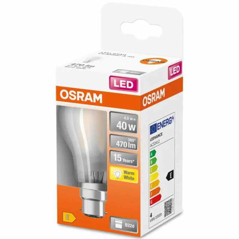 Luminaires Osram OSRAM LED Retrofit B22d 4 Watt 2700 Kelvin 470 Lumen