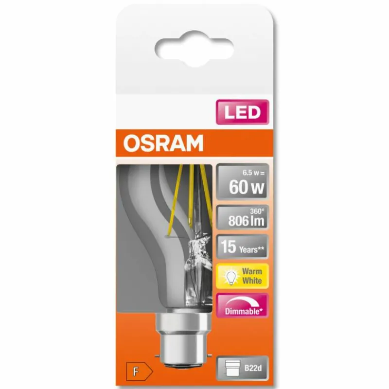Luminaires Osram OSRAM LED Retrofit B22d 6,5 Watt 2700 Kelvin 806 Lumen