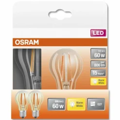 Luminaires Osram OSRAM LED Retrofit Lot de 2 E27 6,5 Watt 2700 Kelvin 806 Lumen