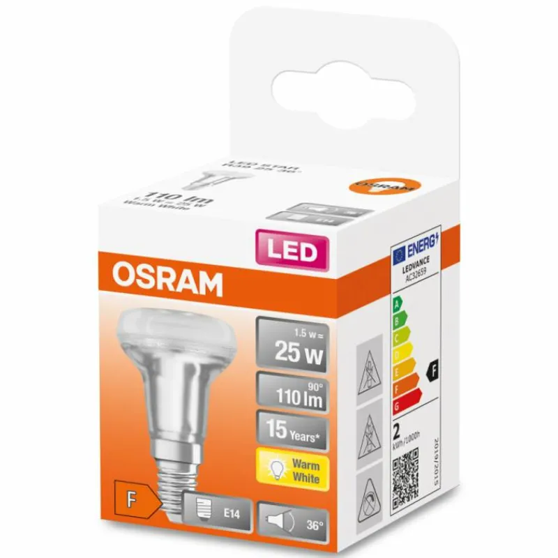 Luminaires Osram OSRAM LED STAR E14 1,5 Watt 2700 Kelvin 110 lumen