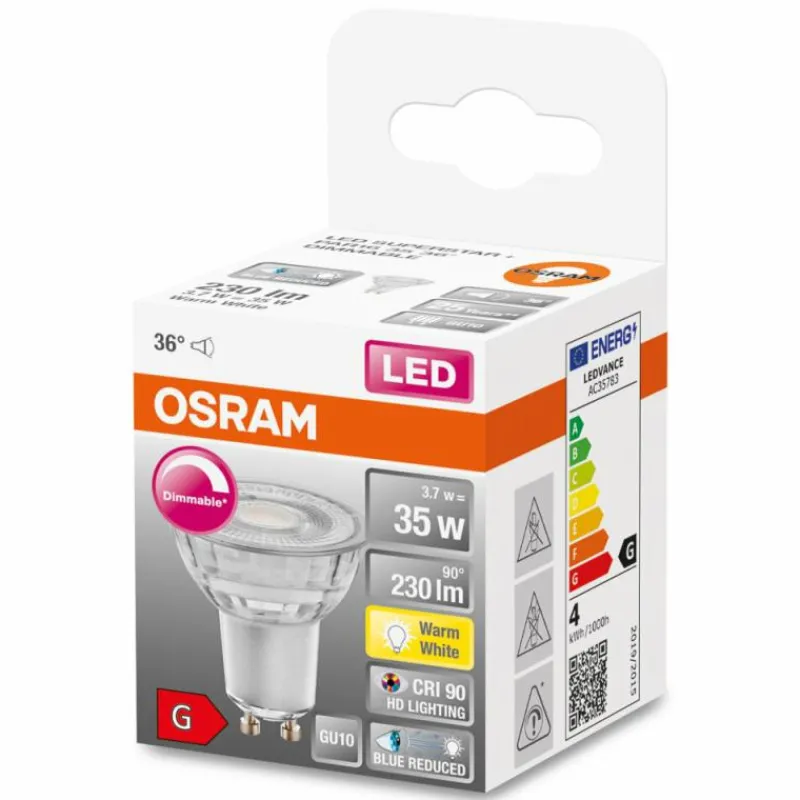 Luminaires Osram OSRAM SUPERSTAR PLUS LED GU10 3,7 watt 2700 kelvin 230 lumen