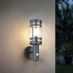 Luminaires Reality PALOMA Applique murale Anthracite, 1 lumière, Détecteur de mouvement