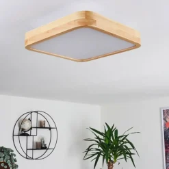 Lampes En Bois-hofstein Panneau LED Batamoto Bois clair, Blanc, 2 lumières, Télécommandes, Changeur de couleurs