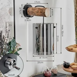 hofstein Parane Applique murale Écru, Noir, 1 lumière