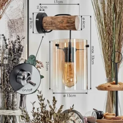 hofstein Parane Applique murale, Spot mural Écru, Noir, 1 lumière