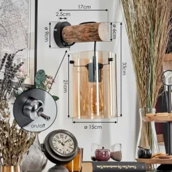 Lampes Vintages & Rétros-hofstein Parane Applique murale, Spot mural Écru, Noir, 1 lumière