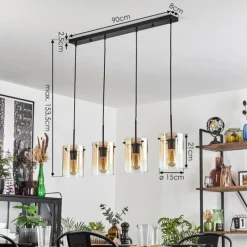 hofstein Parane Suspension Ambre, Clair, 4 lumières