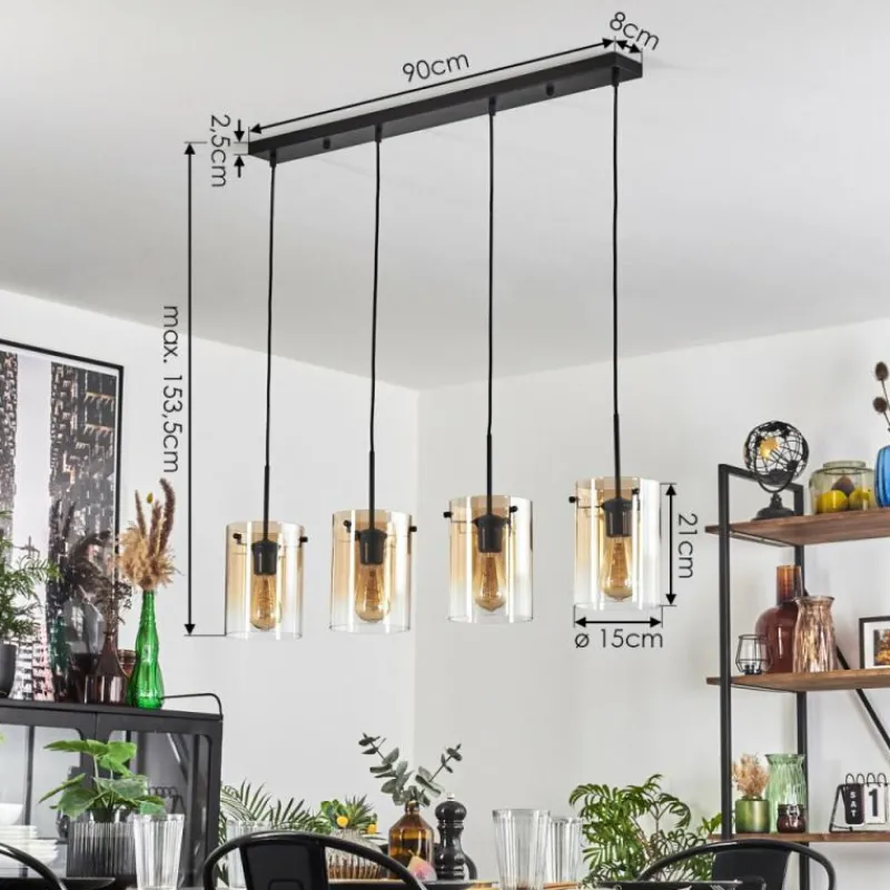 hofstein Parane Suspension Ambre, Clair, 4 lumières