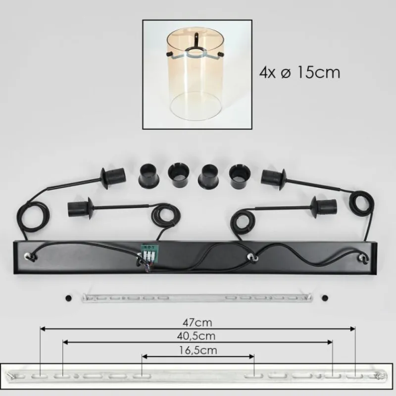 hofstein Parane Suspension Ambre, Clair, 4 lumières