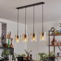 hofstein Parane Suspension Ambre, Clair, 4 lumières