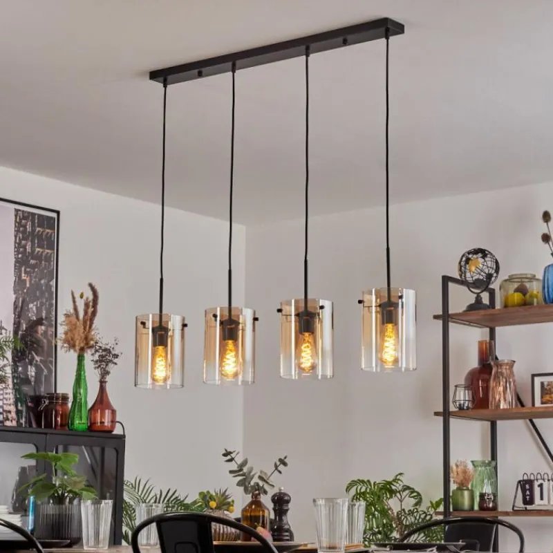 hofstein Parane Suspension Ambre, Clair, 4 lumières