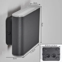 hofstein Paranhas Lampe murale d´extérieur, Luminaire de salle de bain, Luminaire Up & Down, Applique murale Anthracite, 1 lumière