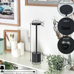 hofstein Parel Lampe de bureau, Lampe à poser LED Noir, 1 lumière