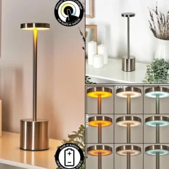 hofstein Parel Lampe de bureau, Lampe à poser LED Nickel mat, 1 lumière