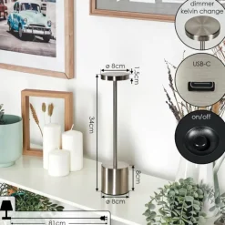 hofstein Parel Lampe de bureau, Lampe à poser LED Nickel mat, 1 lumière