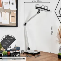 hofstein Pedreiras Lampe de bureau, Lampe à poser, Liseuse LED Noir, Argenté, 1 lumière