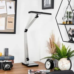 hofstein Pedreiras Lampe de bureau, Lampe à poser, Liseuse LED Noir, Argenté, 1 lumière