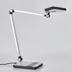hofstein Pedreiras Lampe de bureau, Lampe à poser, Liseuse LED Noir, Argenté, 1 lumière