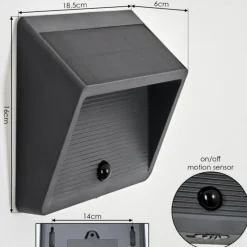 hofstein Pedreiras Lampe murale d´extérieur, Lampe solaire, Applique murale LED Anthracite, 1 lumière, Détecteur de mouvement