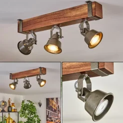 Lampes Industrielles-hofstein Pehefito Plafonnier Brun foncé, Gris, Vert, 3 lumières