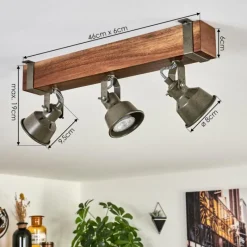 Lampes Industrielles-hofstein Pehefito Plafonnier Brun foncé, Gris, Vert, 3 lumières