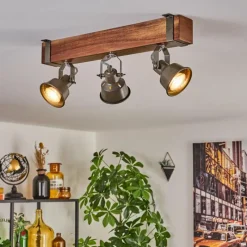 Lampes Industrielles-hofstein Pehefito Plafonnier Brun foncé, Gris, Vert, 3 lumières