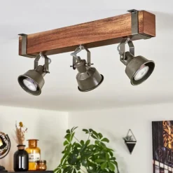 Lampes Industrielles-hofstein Pehefito Plafonnier Brun foncé, Gris, Vert, 3 lumières