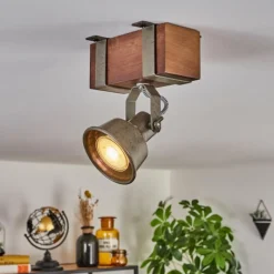 Lampes Industrielles-hofstein Pehefito Plafonnier Brun foncé, Gris, Vert, 1 lumière