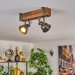 Lampes Industrielles-hofstein Pehefito Plafonnier Brun foncé, Gris, Vert, 2 lumières