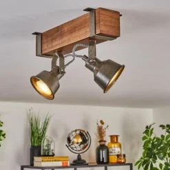 Lampes Industrielles-hofstein Pehefito Plafonnier Brun foncé, Gris, Vert, 2 lumières