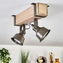 Lampes Industrielles-hofstein Pehefito Plafonnier Gris, Vert, Écru, 2 lumières