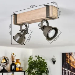 Lampes Industrielles-hofstein Pehefito Plafonnier Gris, Vert, Écru, 2 lumières